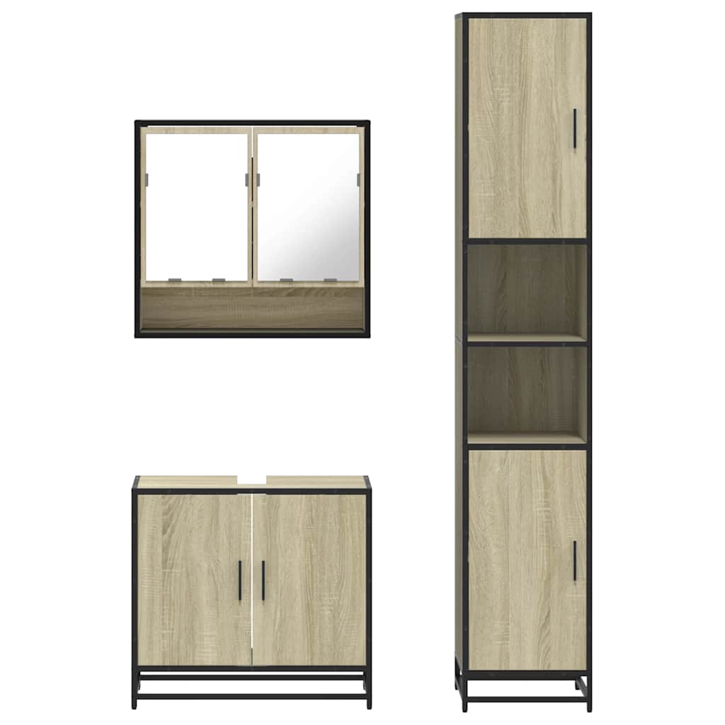 Ensemble de meubles de salle de bain 3 pcs chêne sonoma