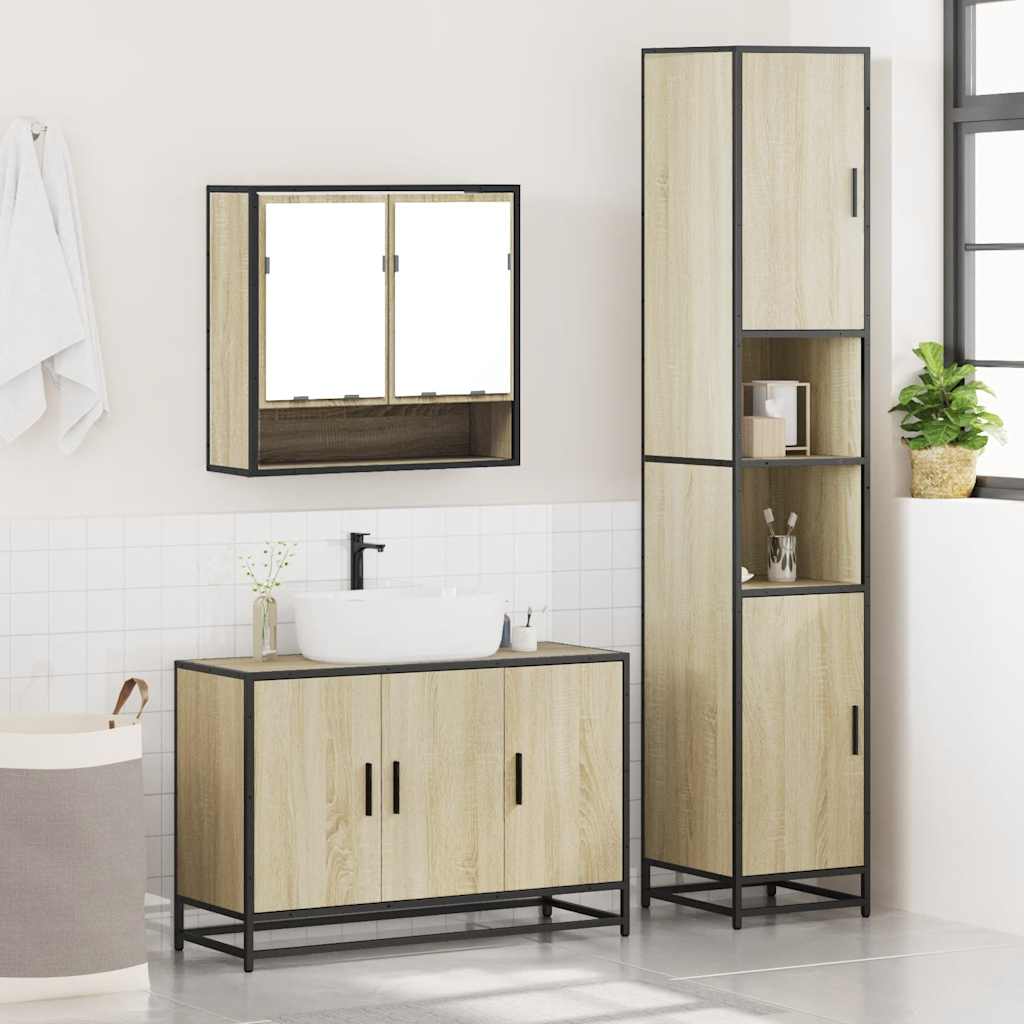 Ensemble de meubles de salle de bain 3 pcs chêne sonoma