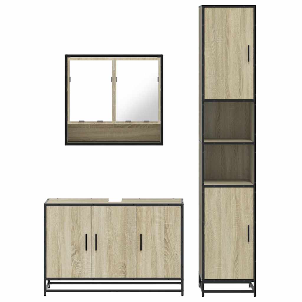 Ensemble de meubles de salle de bain 3 pcs chêne sonoma