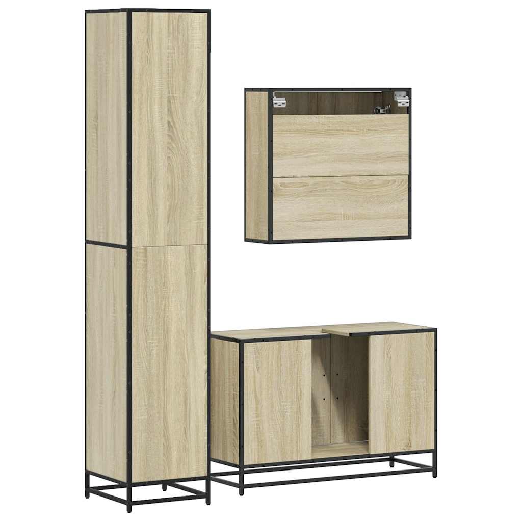 Ensemble de meubles de salle de bain 3 pcs chêne sonoma