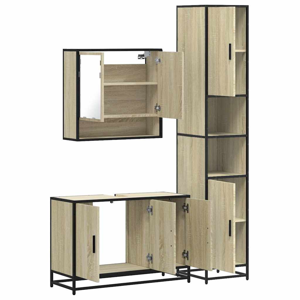 Ensemble de meubles de salle de bain 3 pcs chêne sonoma