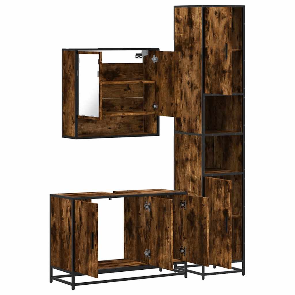Ensemble de meubles de salle de bain 3 pcs Chêne fumé