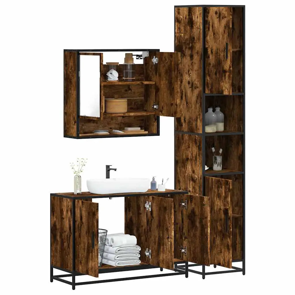 Ensemble de meubles de salle de bain 3 pcs Chêne fumé - XIOS