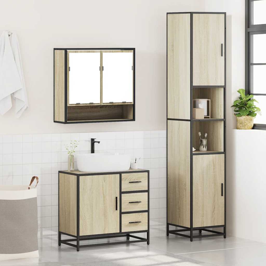Ensemble de meubles de salle de bain 3 pcs chêne sonoma