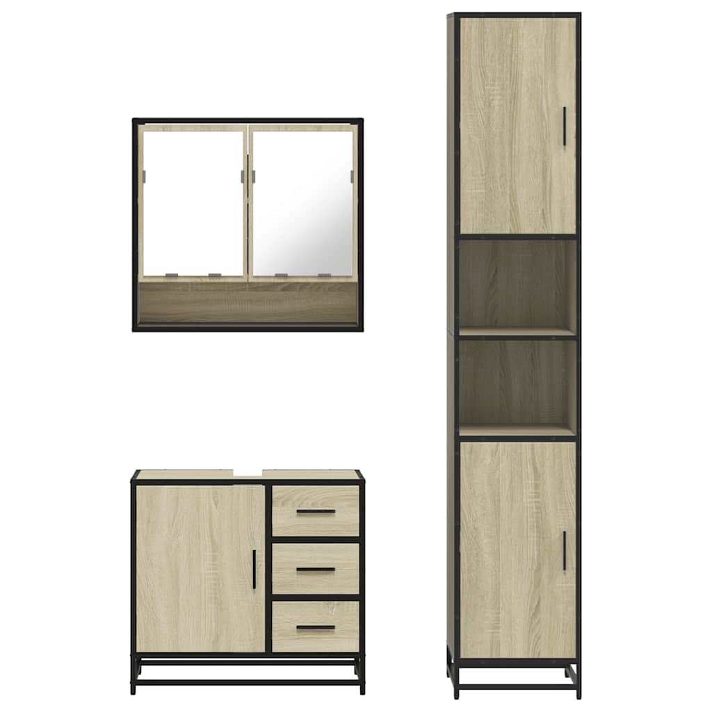Ensemble de meubles de salle de bain 3 pcs chêne sonoma