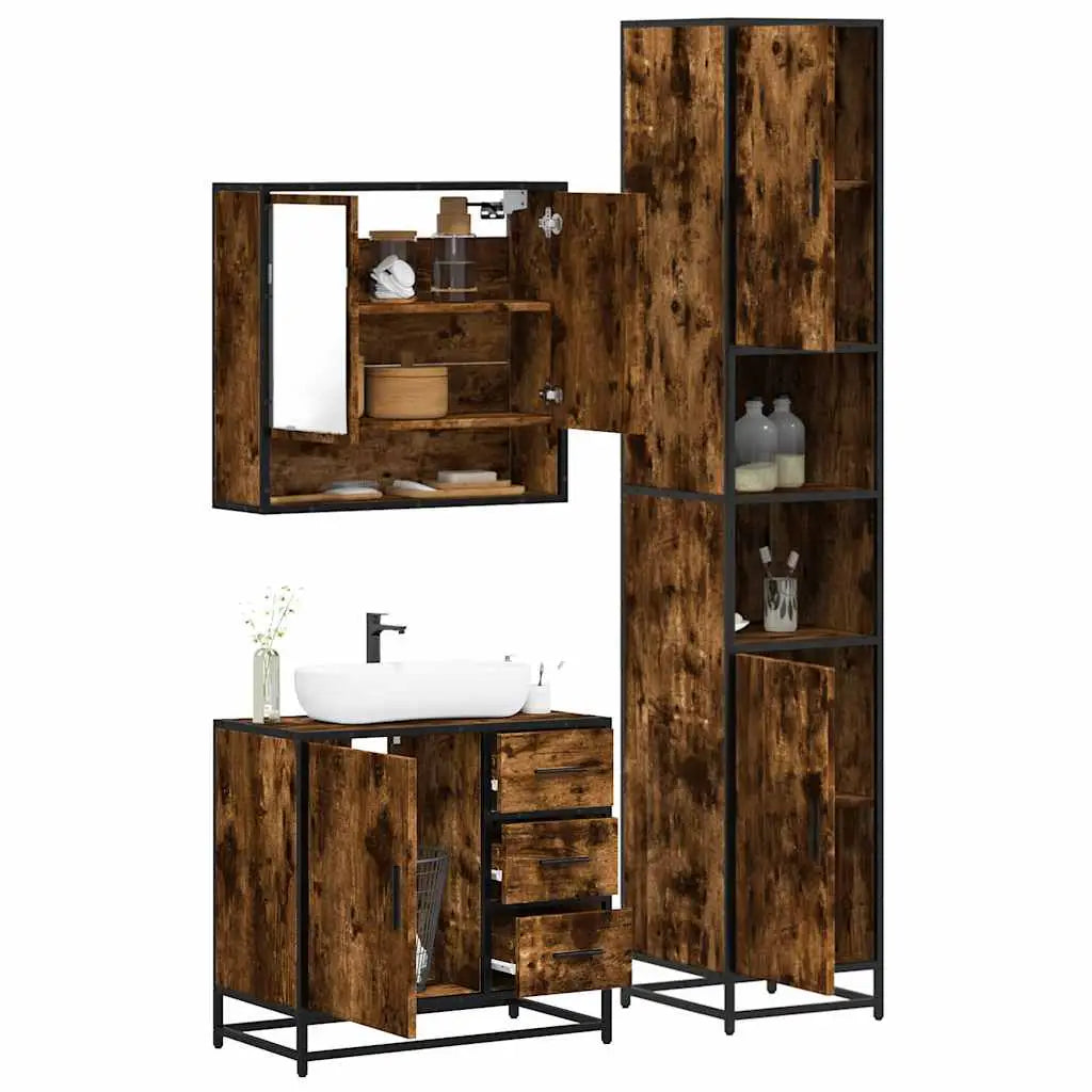 Ensemble de meubles de salle de bain 3 pcs Chêne fumé - XIOS