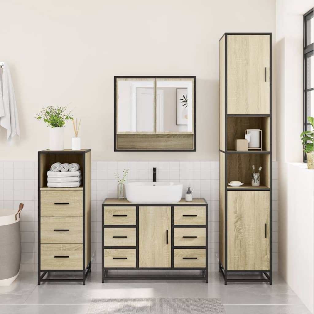 Ensemble de meubles de salle de bain 3 pcs chêne sonoma
