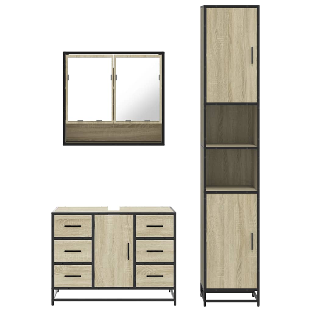 Ensemble de meubles de salle de bain 3 pcs chêne sonoma