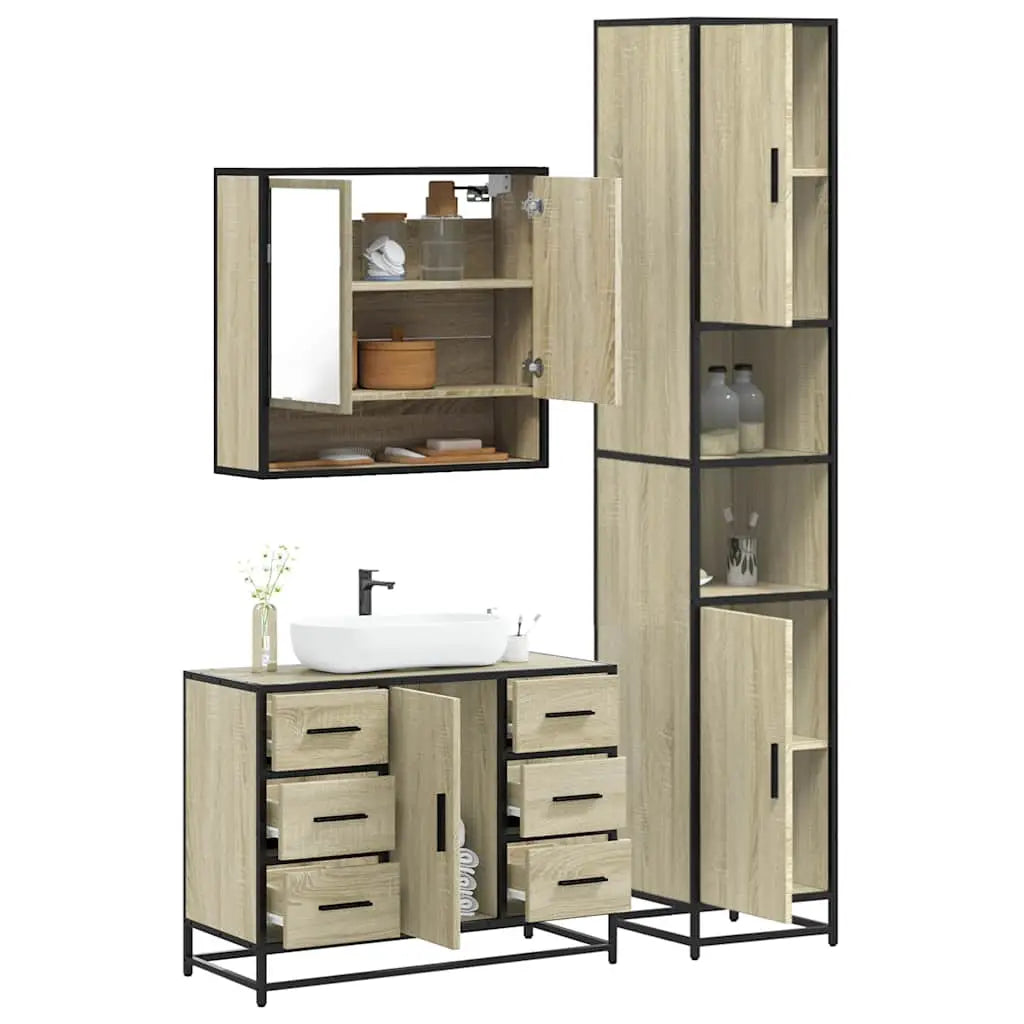 Ensemble de meubles de salle de bain 3 pcs chêne sonoma - XIOS
