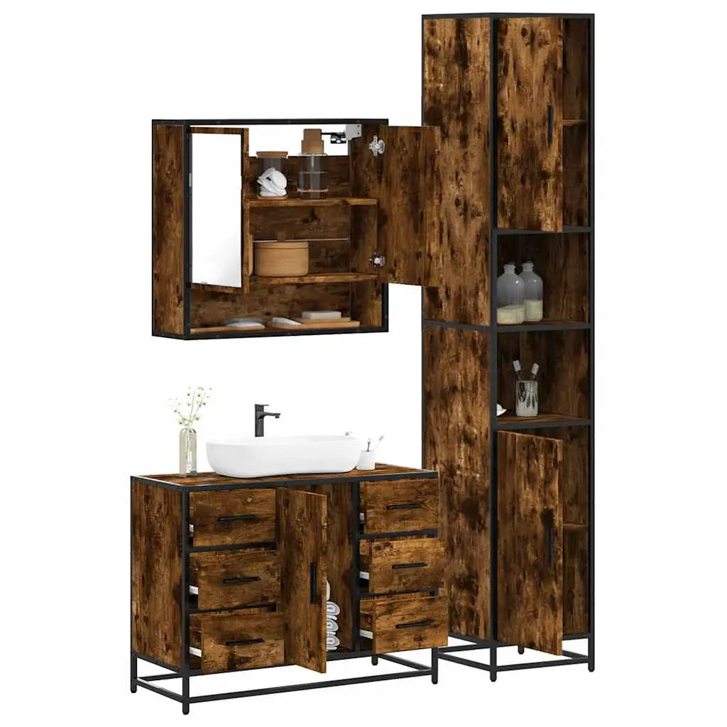 Ensemble de meubles de salle de bain 3 pcs Chêne fumé - XIOS