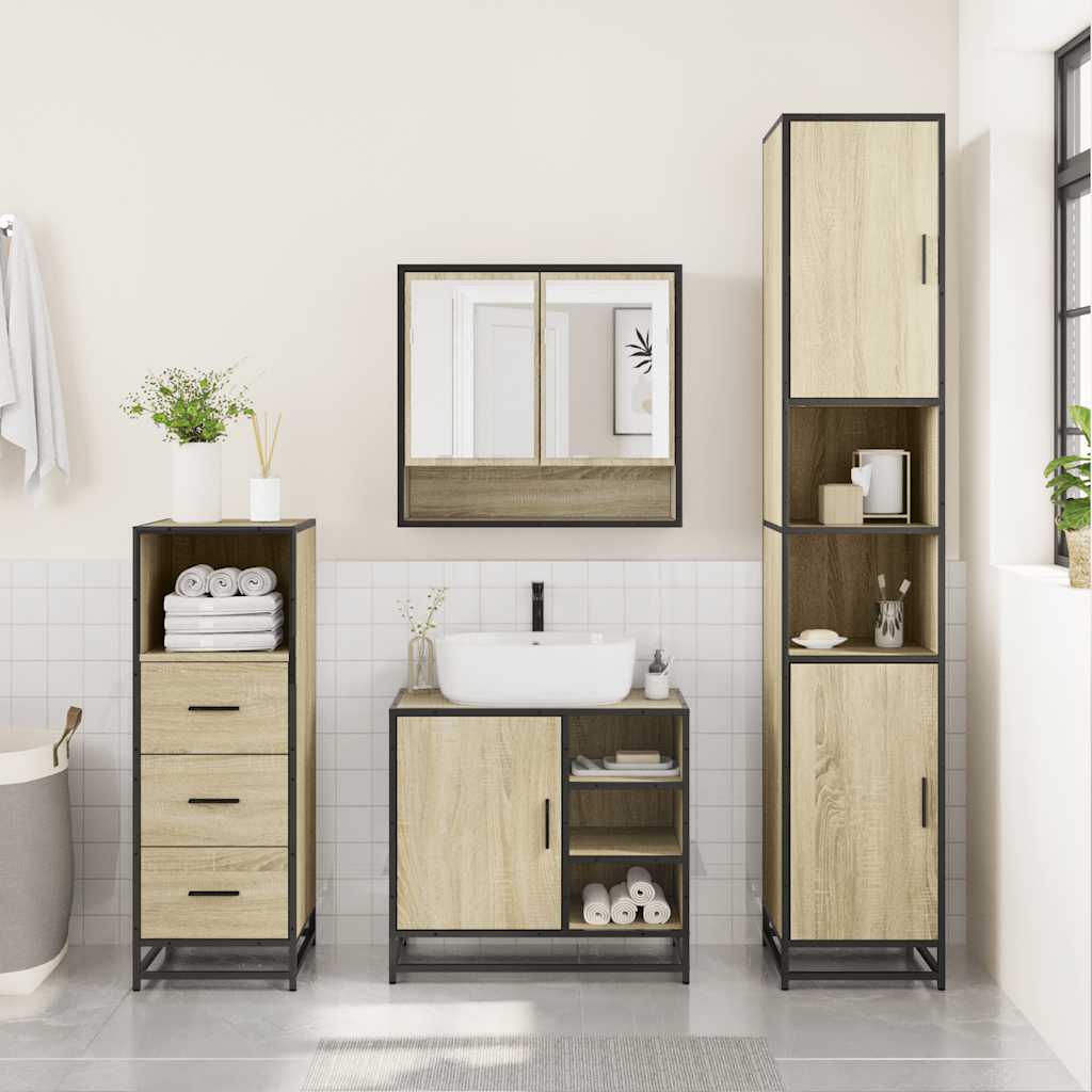 Ensemble de meubles de salle de bain 3 pcs chêne sonoma