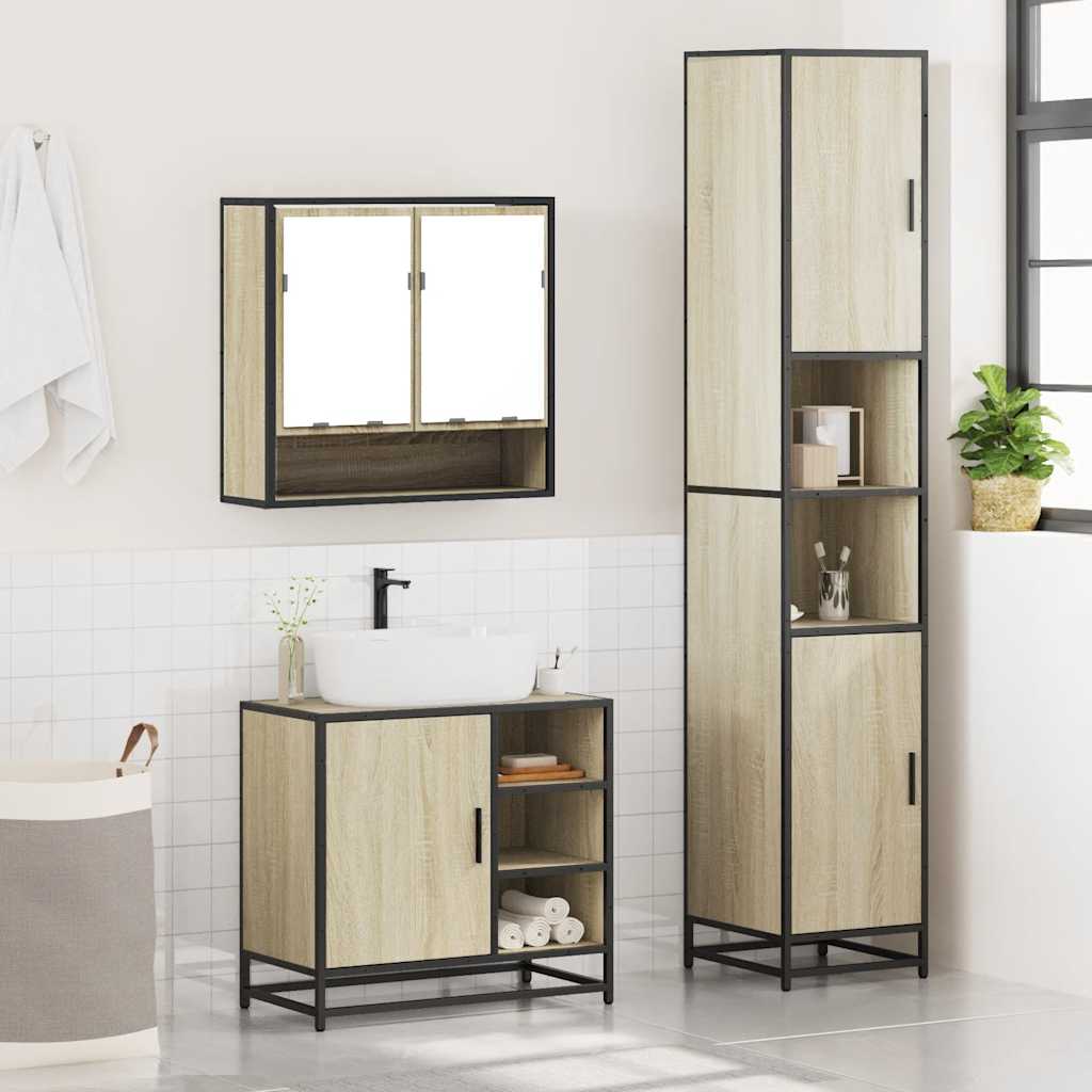 Ensemble de meubles de salle de bain 3 pcs chêne sonoma