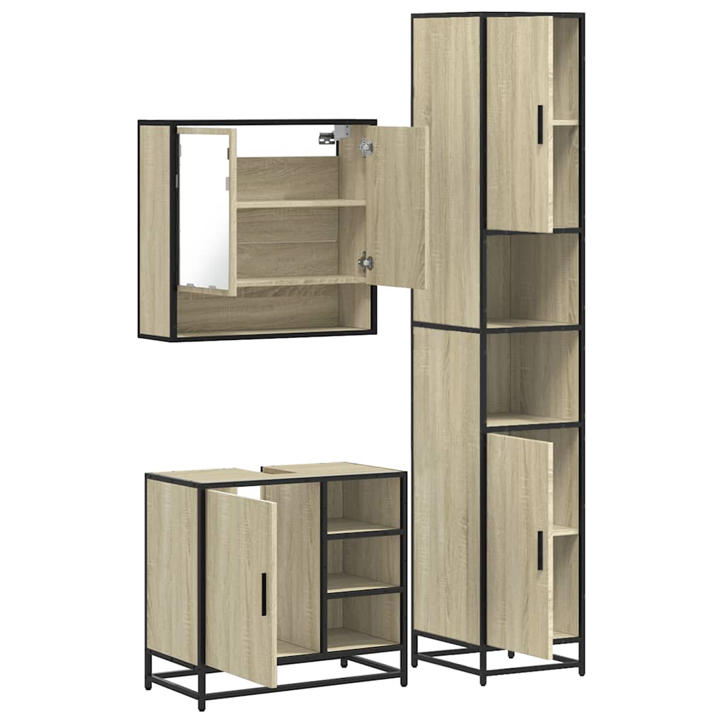 Ensemble de meubles de salle de bain 3 pcs chêne sonoma