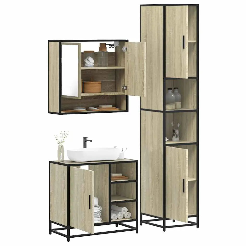 Ensemble de meubles de salle de bain 3 pcs chêne sonoma - XIOS
