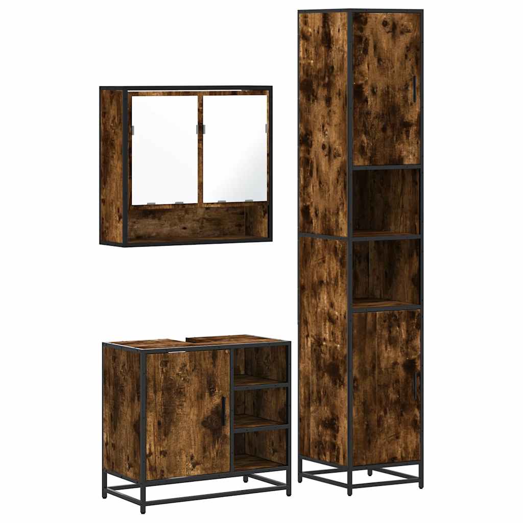 Ensemble de meubles de salle de bain 3 pcs Chêne fumé