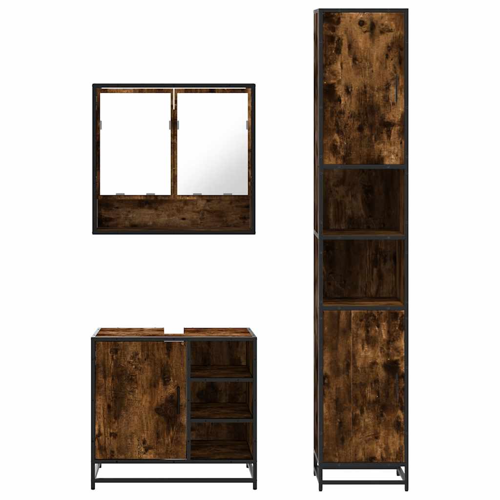 Ensemble de meubles de salle de bain 3 pcs Chêne fumé