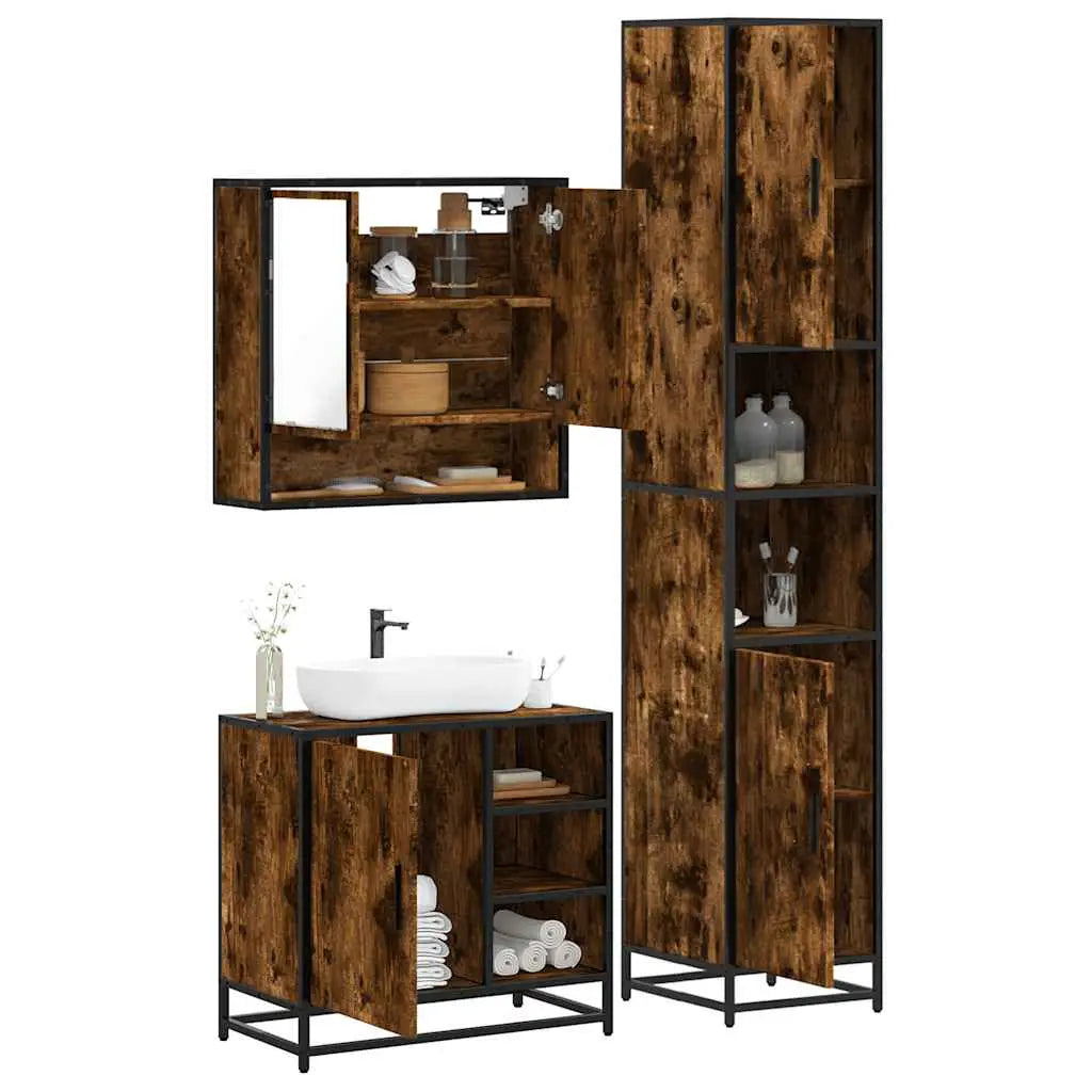 Ensemble de meubles de salle de bain 3 pcs Chêne fumé - XIOS