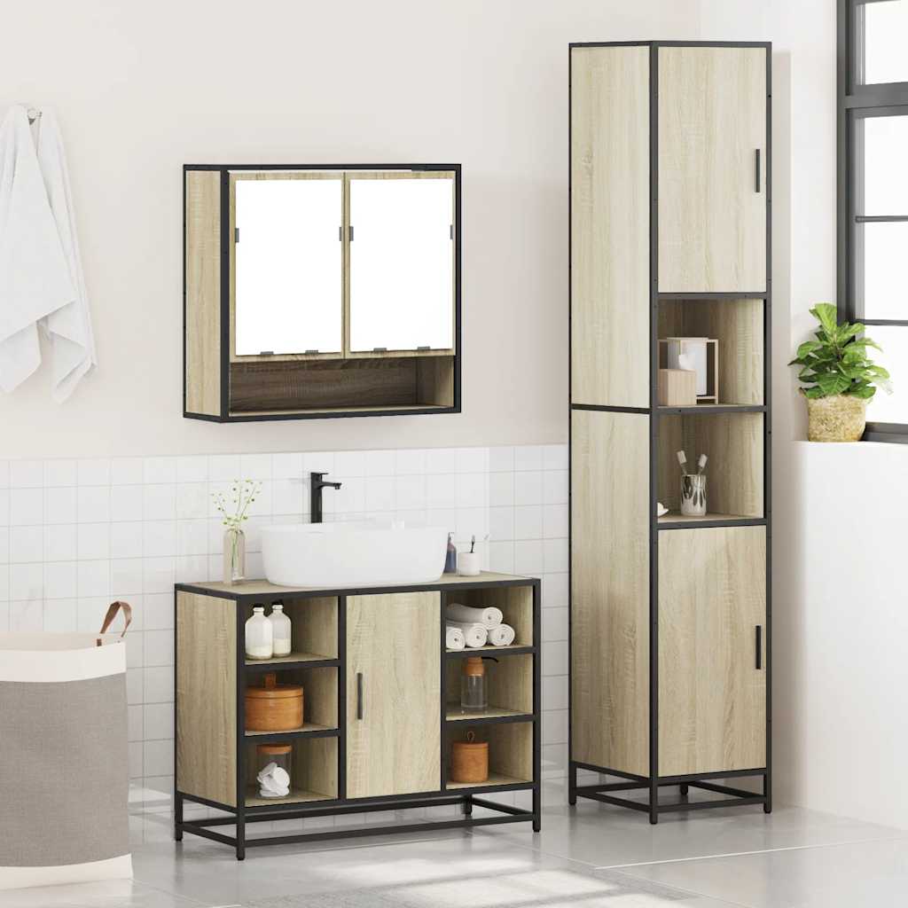 Ensemble de meubles de salle de bain 3 pcs chêne sonoma