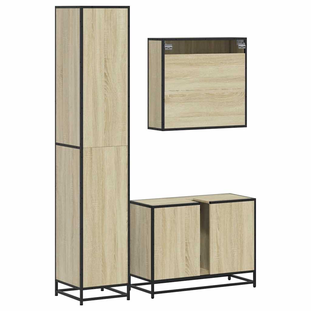 Ensemble de meubles de salle de bain 3 pcs chêne sonoma
