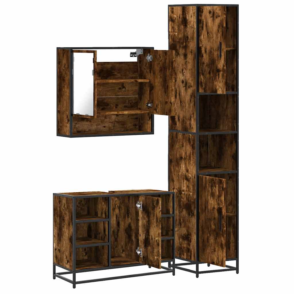 Ensemble de meubles de salle de bain 3 pcs Chêne fumé