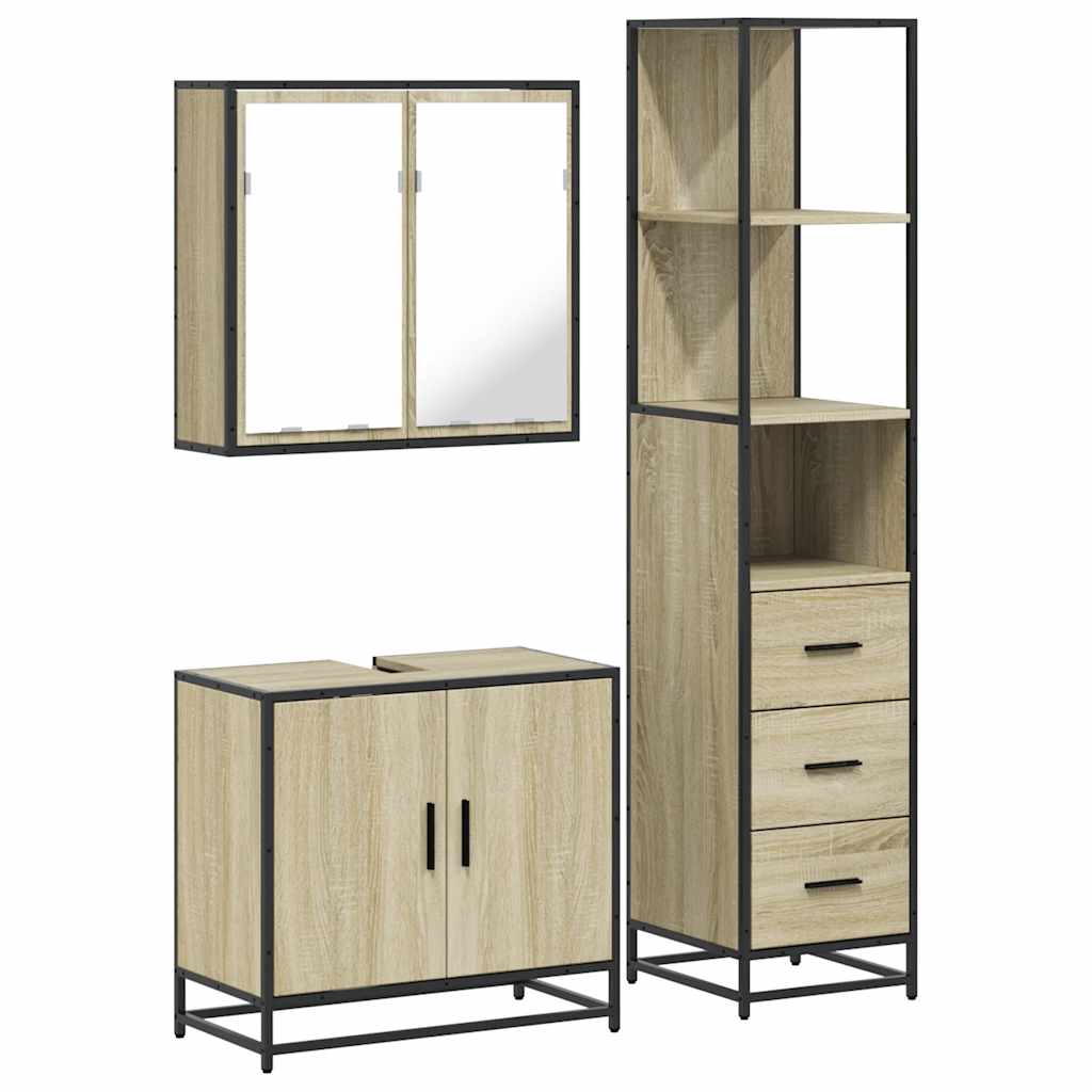Ensemble de meubles de salle de bain 3 pcs chêne sonoma