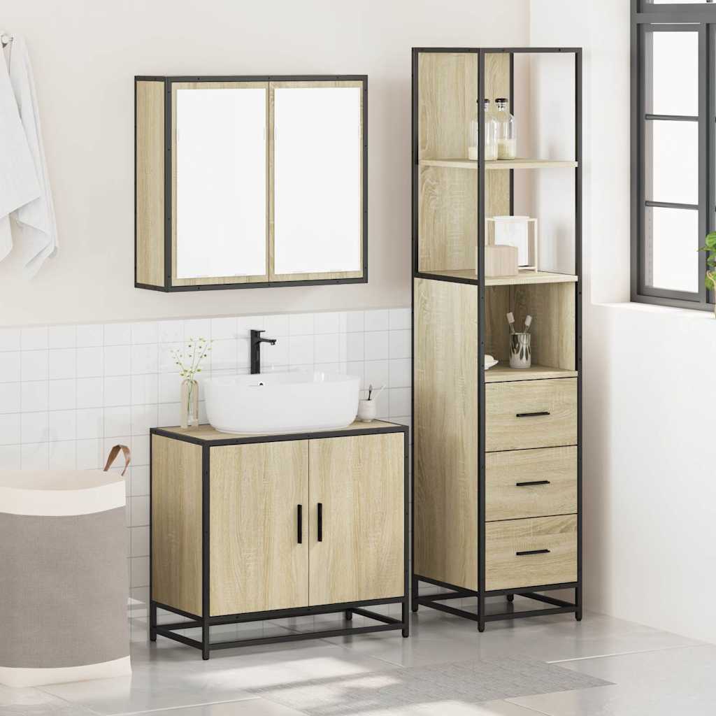 Ensemble de meubles de salle de bain 3 pcs chêne sonoma