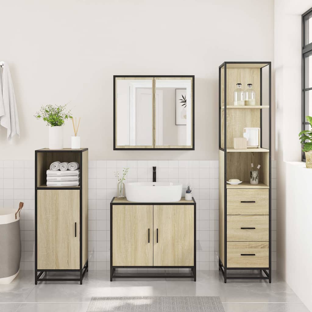 Ensemble de meubles de salle de bain 3 pcs chêne sonoma
