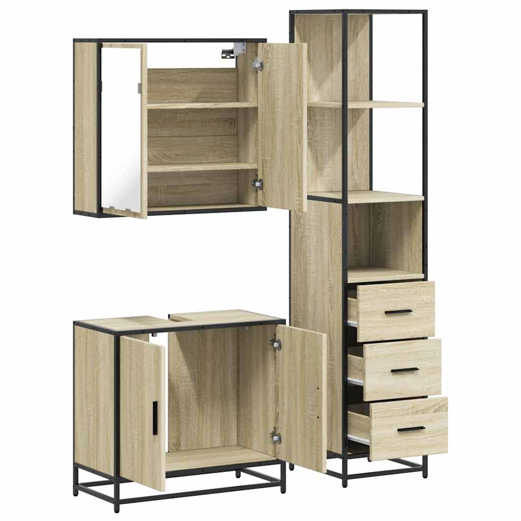 Ensemble de meubles de salle de bain 3 pcs chêne sonoma
