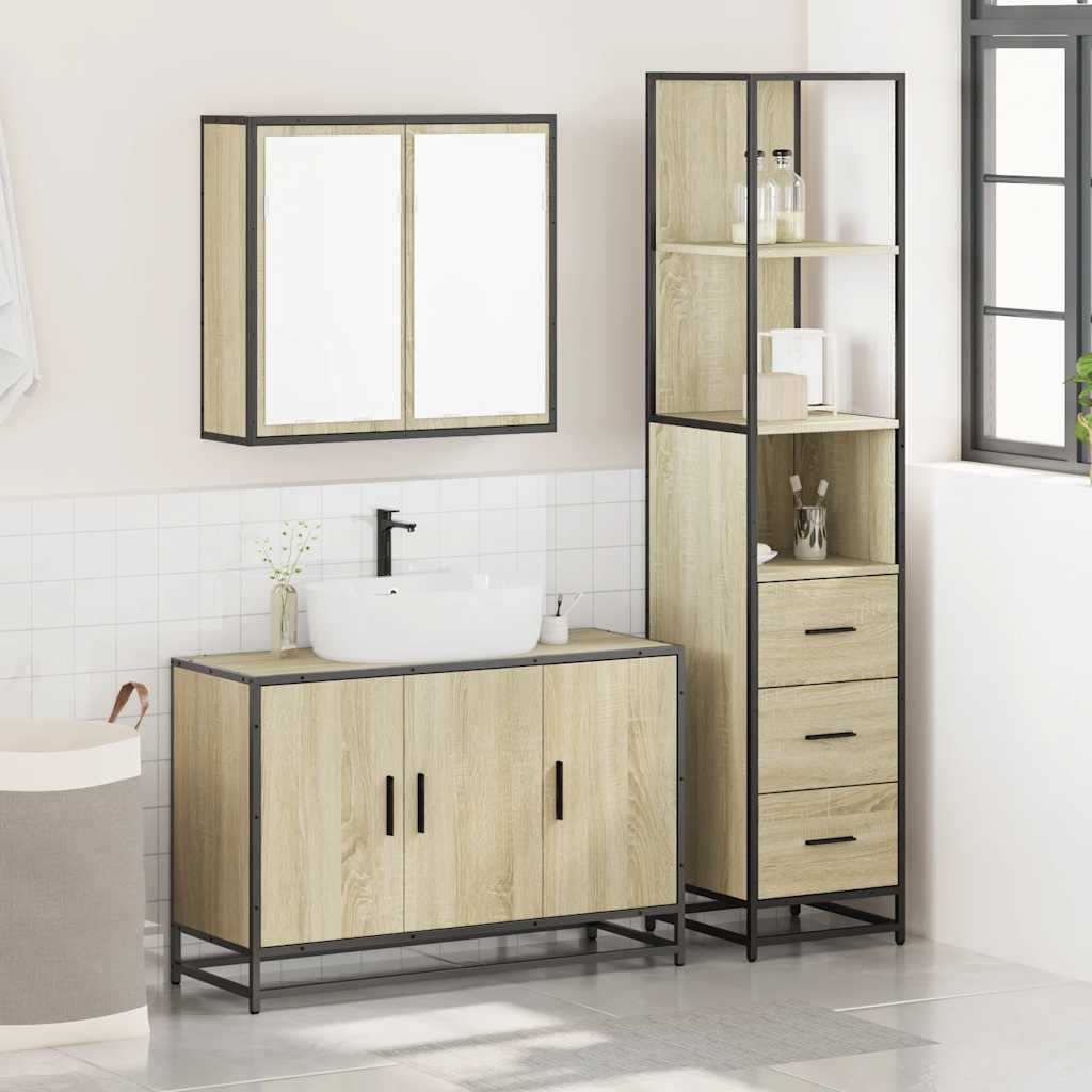 Ensemble de meubles de salle de bain 3 pcs chêne sonoma