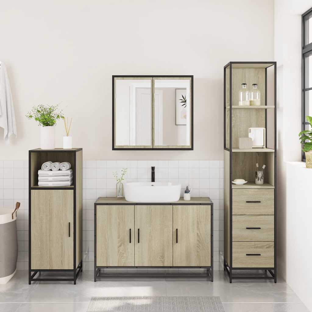 Ensemble de meubles de salle de bain 3 pcs chêne sonoma