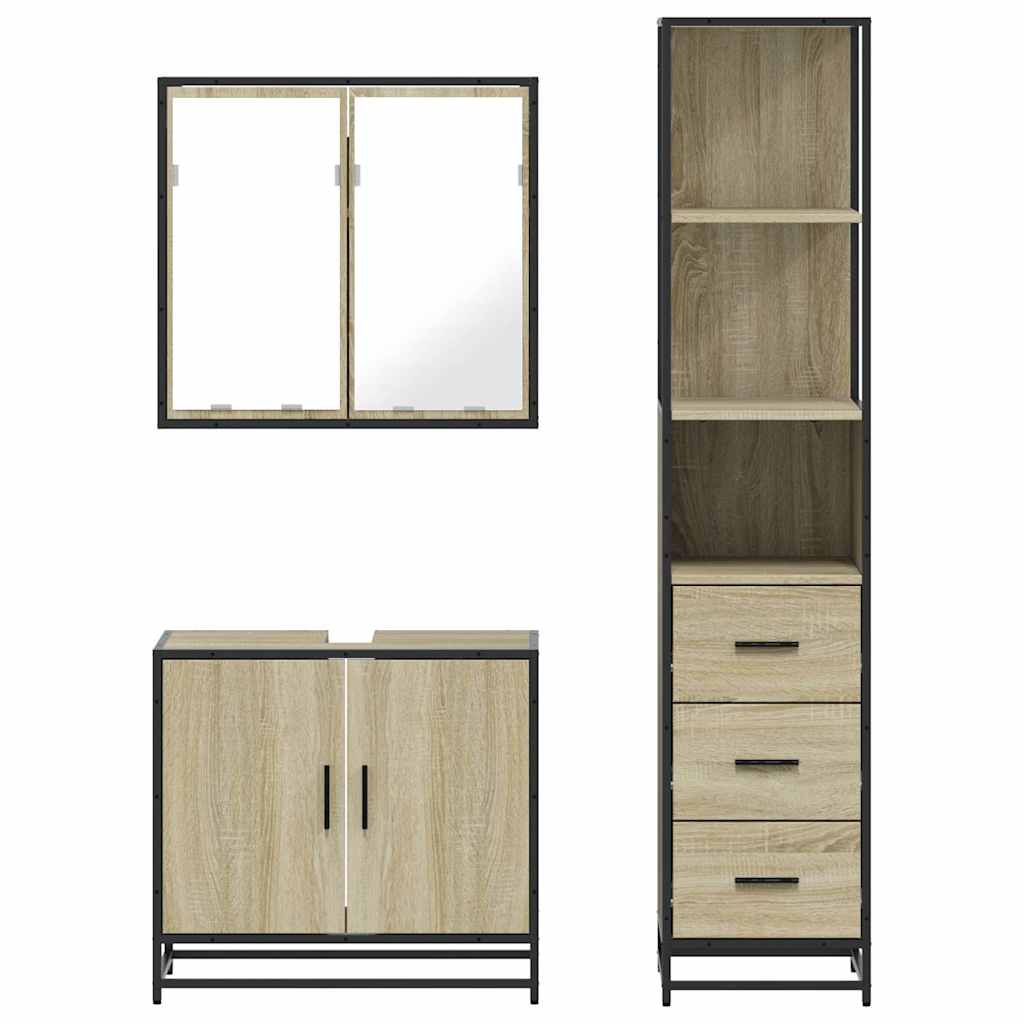 Ensemble de meubles de salle de bain 3 pcs chêne sonoma