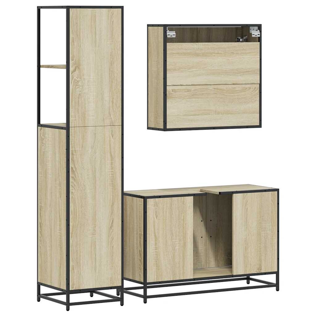 Ensemble de meubles de salle de bain 3 pcs chêne sonoma