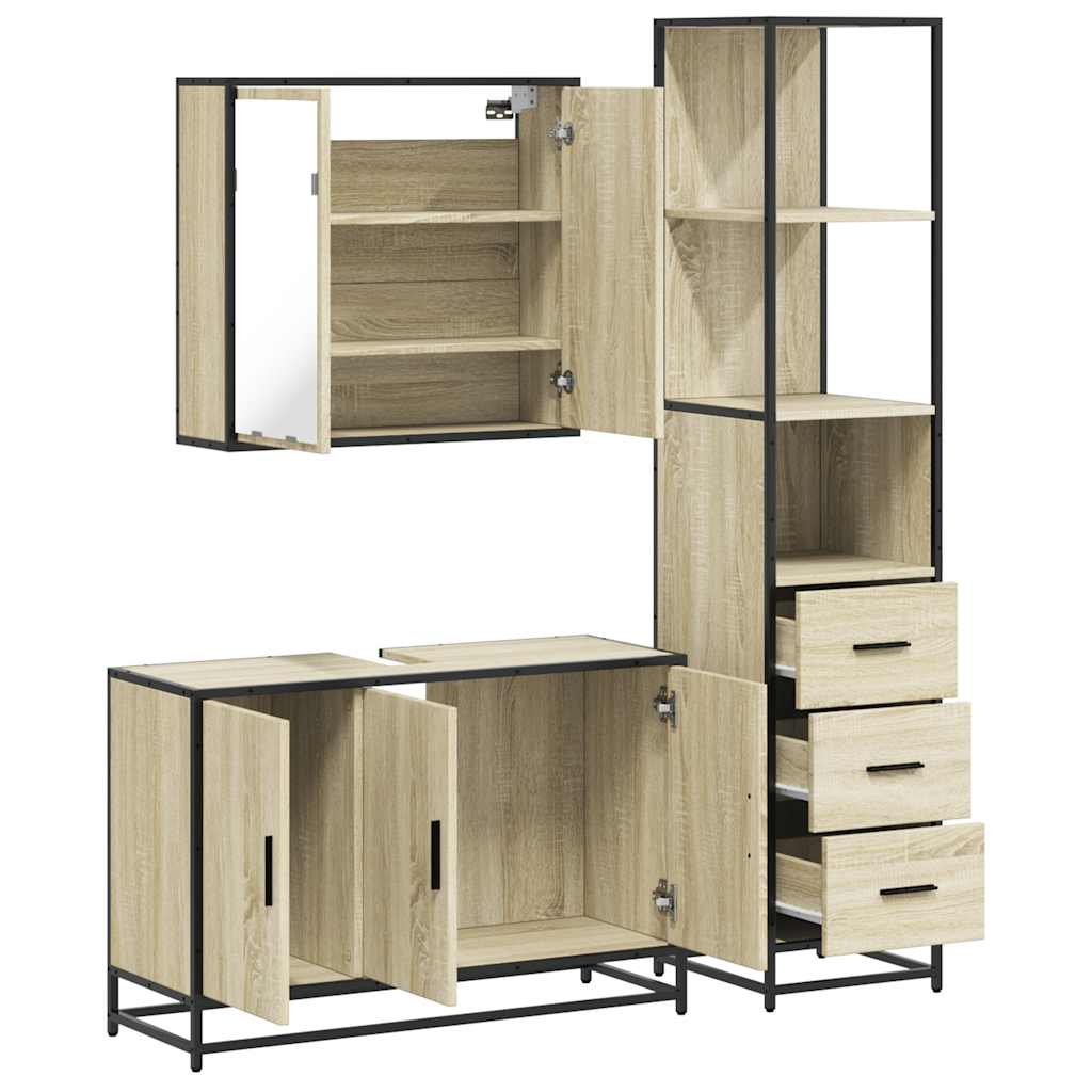 Ensemble de meubles de salle de bain 3 pcs chêne sonoma