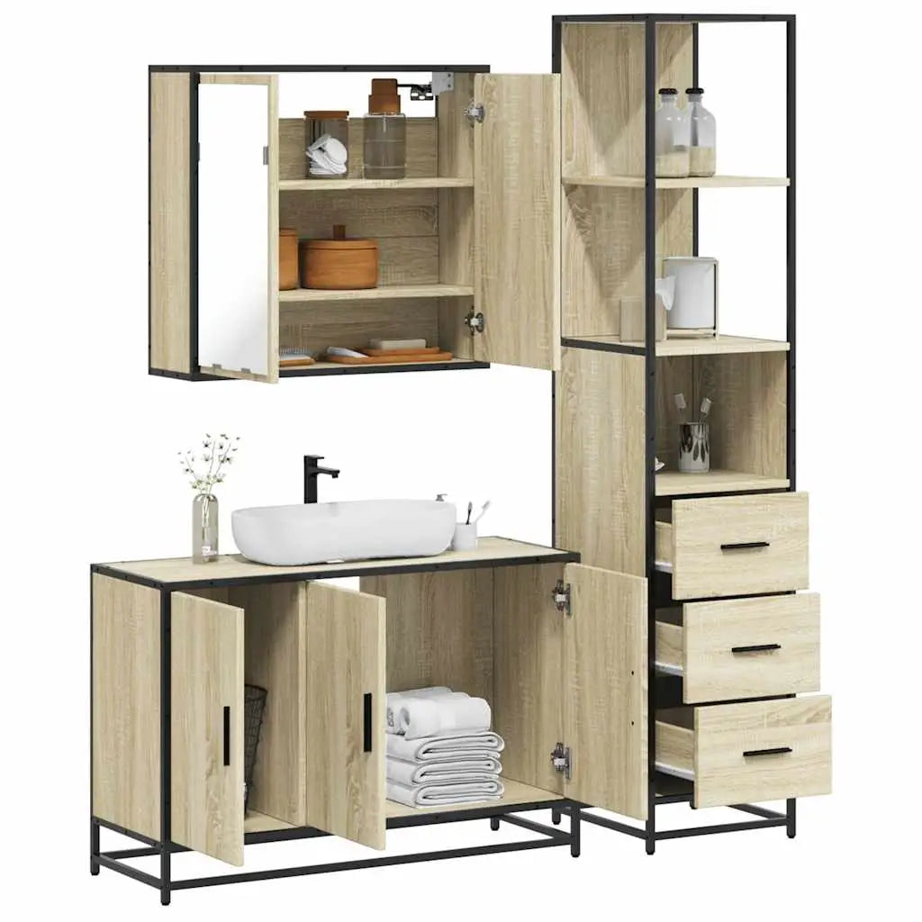 Ensemble de meubles de salle de bain 3 pcs chêne sonoma - XIOS