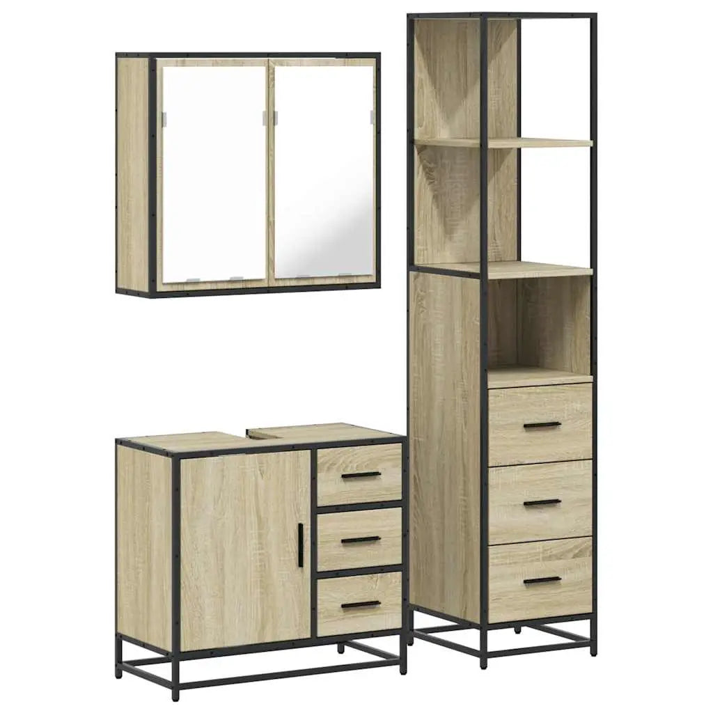 Ensemble de meubles de salle de bain 3 pcs chêne sonoma - XIOS