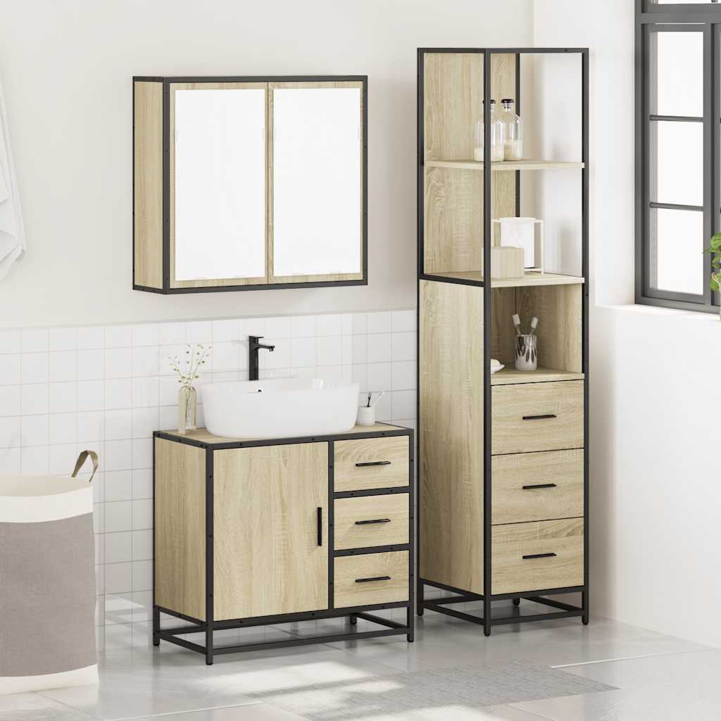 Ensemble de meubles de salle de bain 3 pcs chêne sonoma