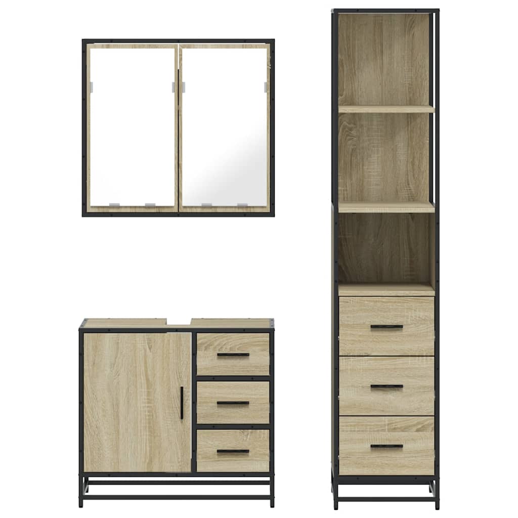 Ensemble de meubles de salle de bain 3 pcs chêne sonoma