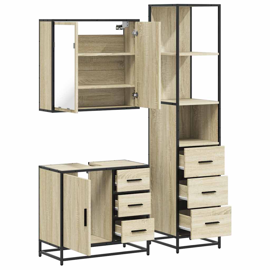 Ensemble de meubles de salle de bain 3 pcs chêne sonoma