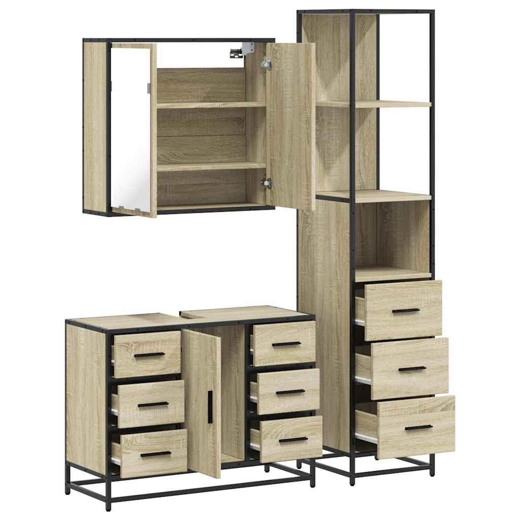 Ensemble de meubles de salle de bain 3 pcs chêne sonoma