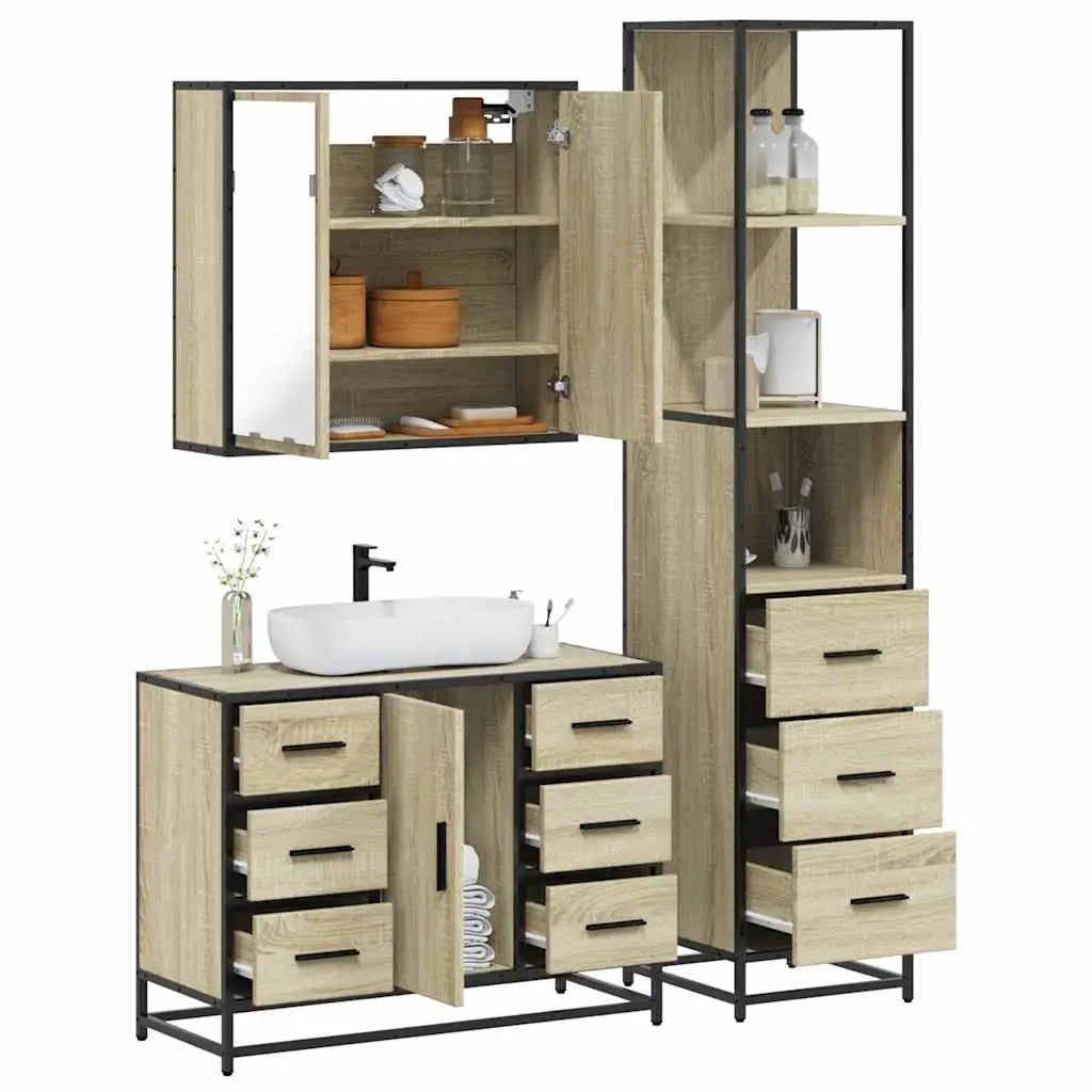 Ensemble de meubles de salle de bain 3 pcs chêne sonoma - XIOS