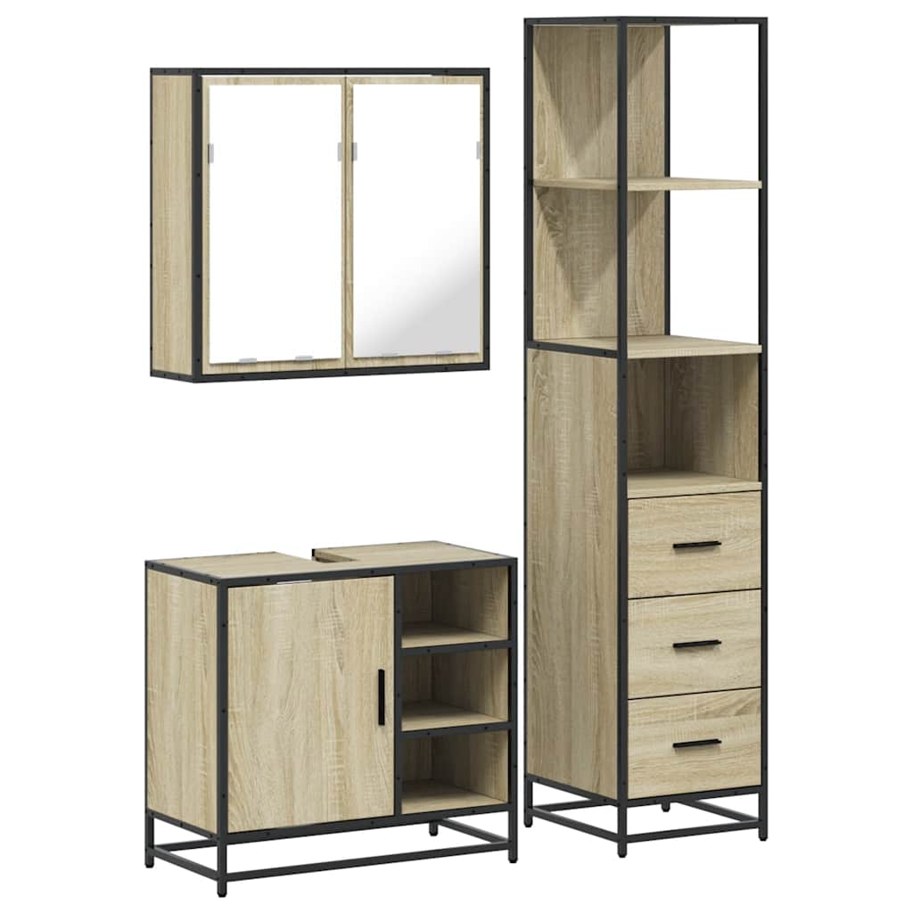 Ensemble de meubles de salle de bain 3 pcs chêne sonoma