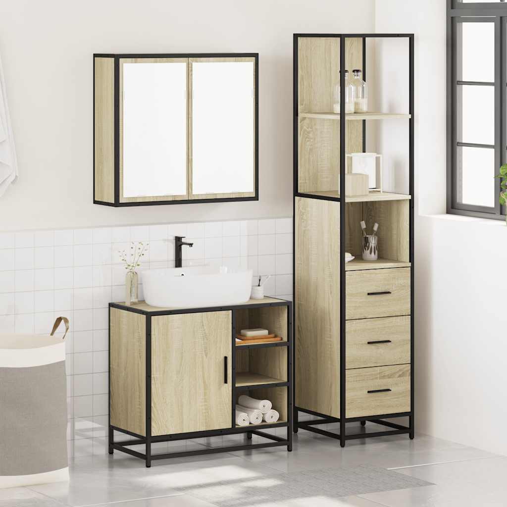 Ensemble de meubles de salle de bain 3 pcs chêne sonoma