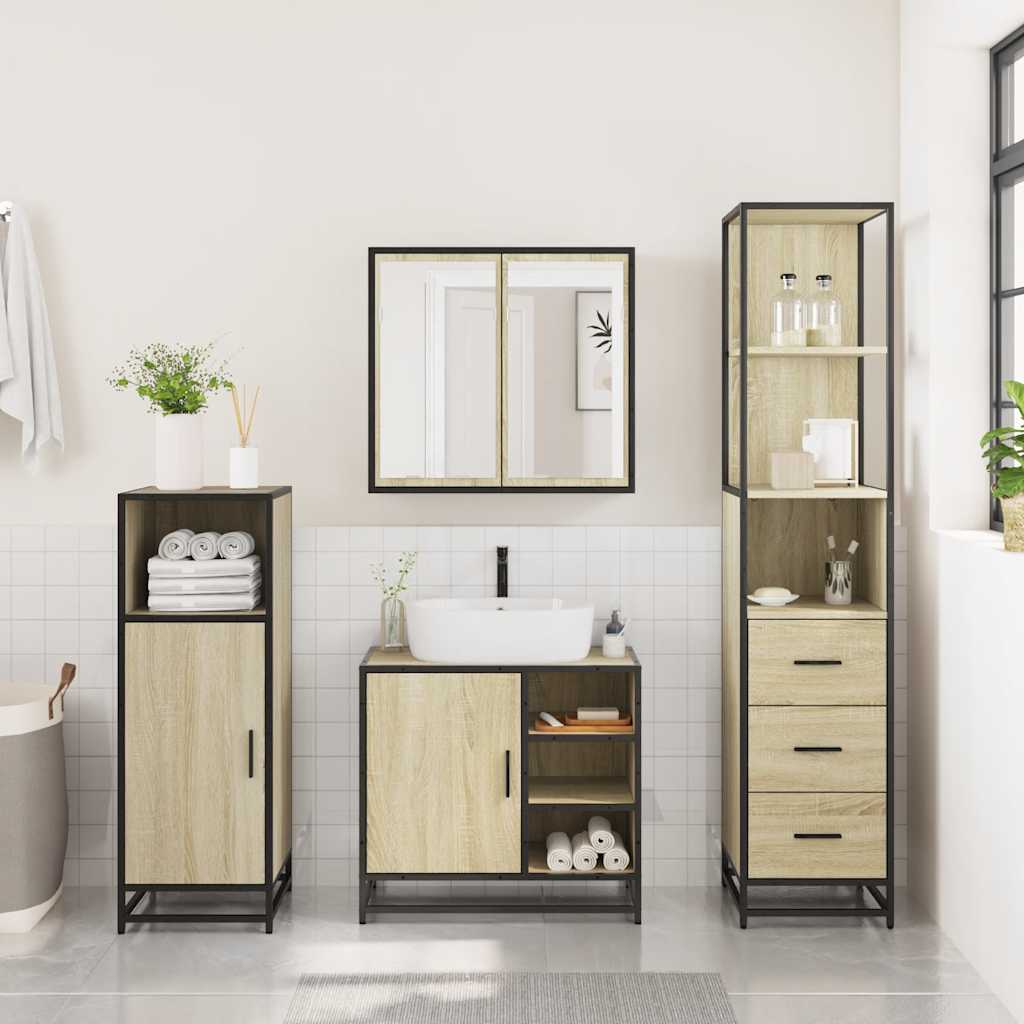 Ensemble de meubles de salle de bain 3 pcs chêne sonoma