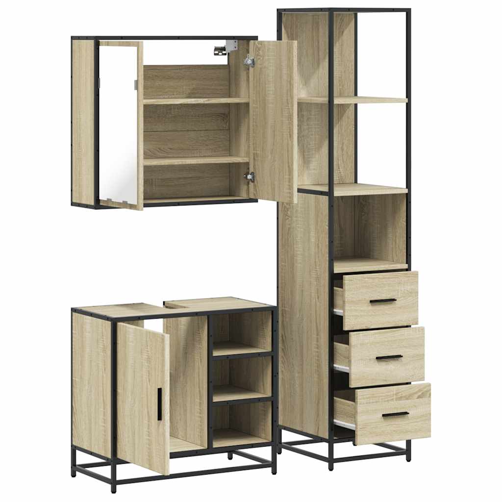 Ensemble de meubles de salle de bain 3 pcs chêne sonoma