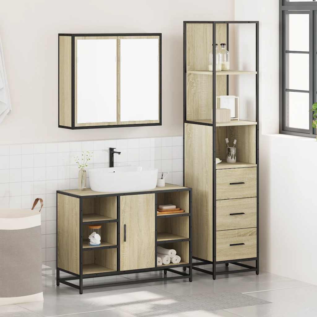 Ensemble de meubles de salle de bain 3 pcs chêne sonoma