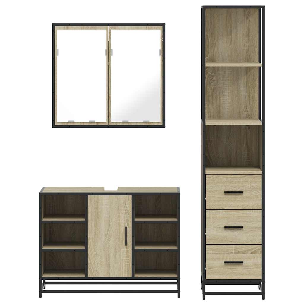 Ensemble de meubles de salle de bain 3 pcs chêne sonoma