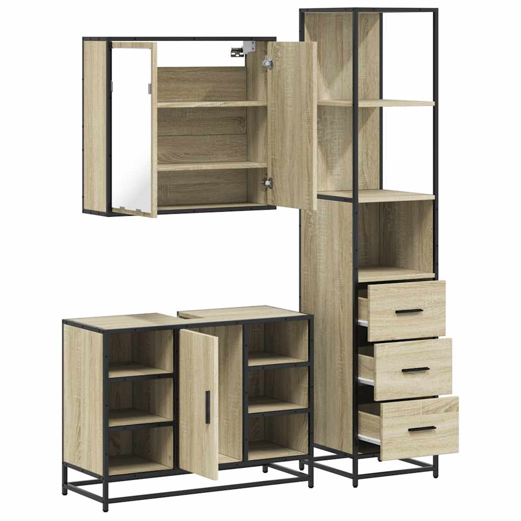 Ensemble de meubles de salle de bain 3 pcs chêne sonoma