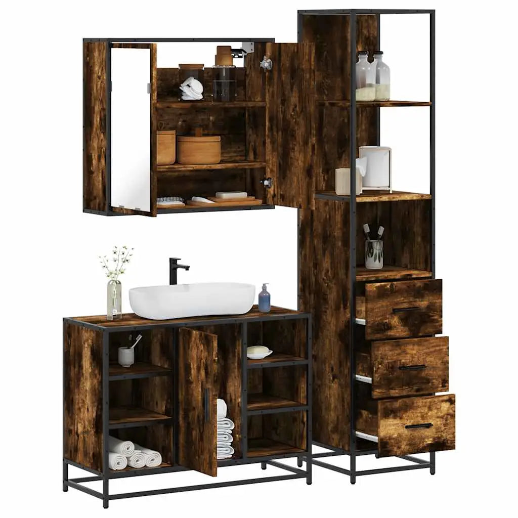Ensemble de meubles de salle de bain 3 pcs Chêne fumé - XIOS