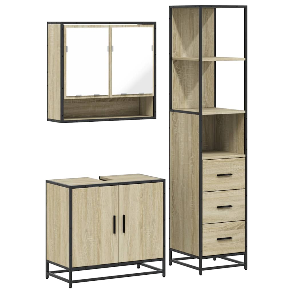 Ensemble de meubles de salle de bain 3 pcs chêne sonoma
