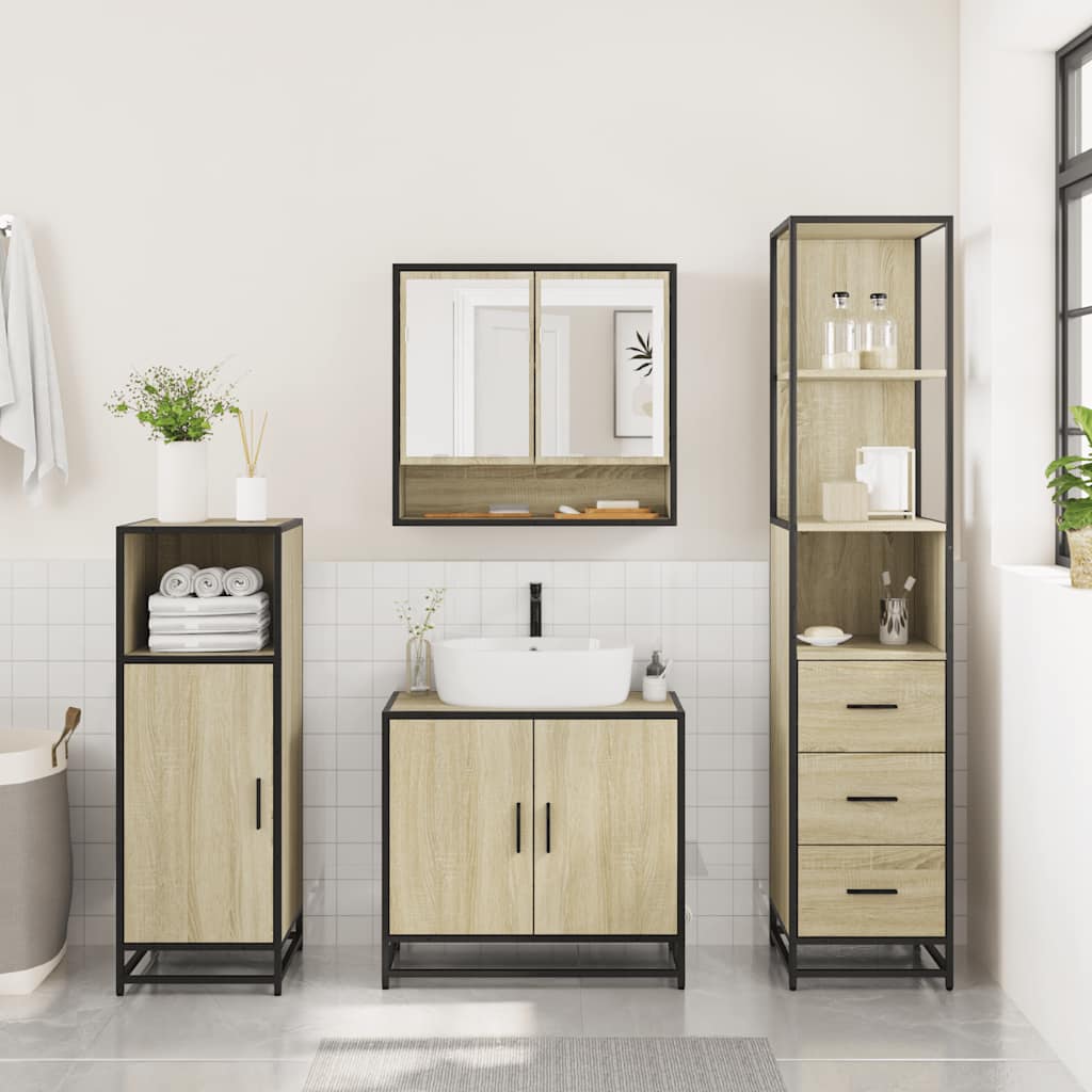 Ensemble de meubles de salle de bain 3 pcs chêne sonoma